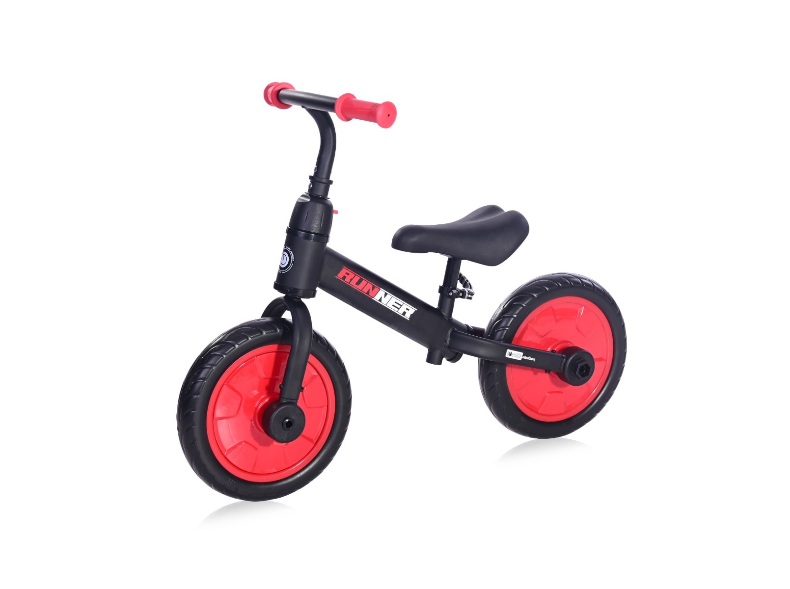 Bicicleta de echilibru, 2 in 1, cu pedale si roti auxiliare, Lorelli Runner, Black Red