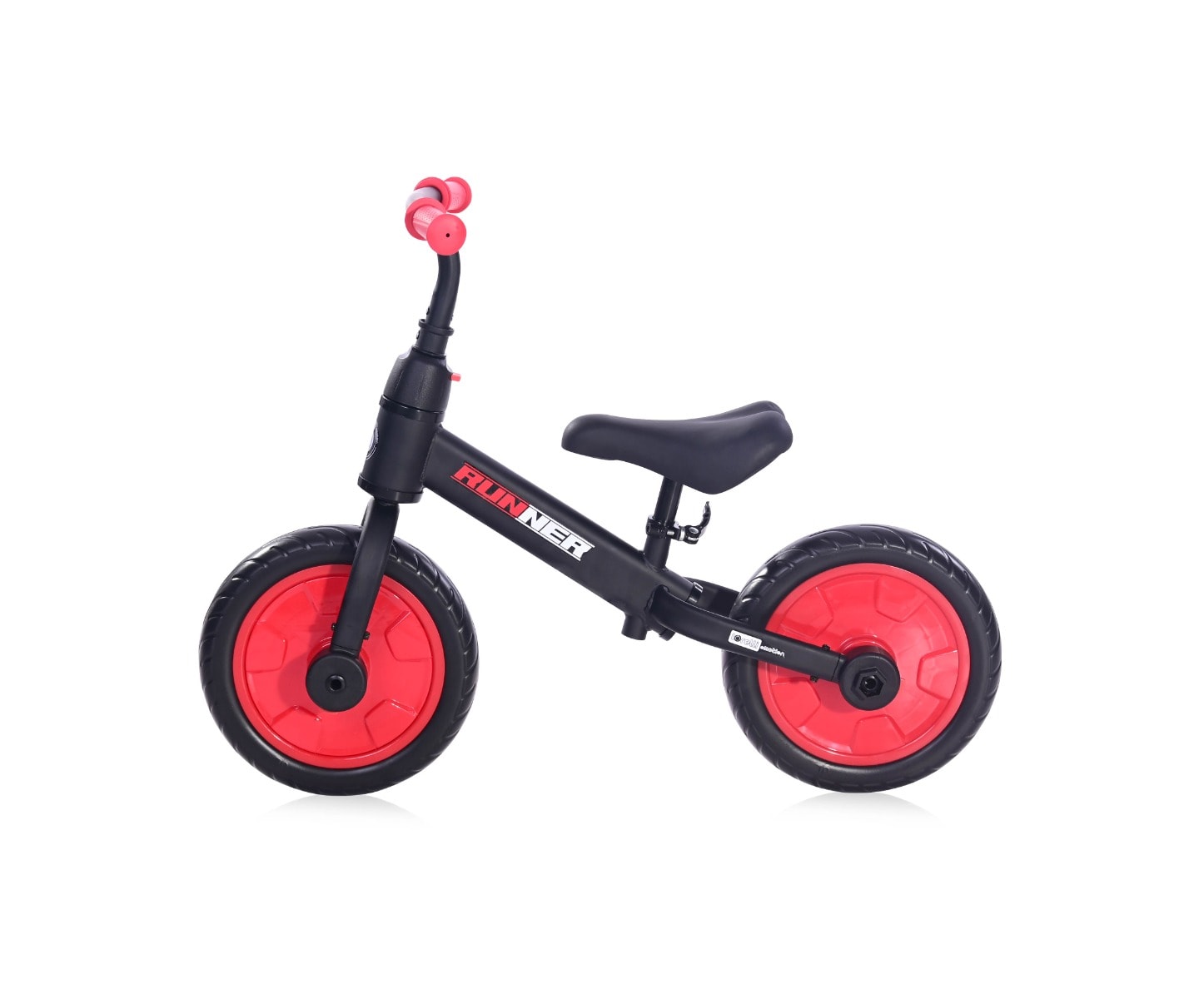 Bicicleta de echilibru, 2 in 1, cu pedale si roti auxiliare, Lorelli Runner, Black Red