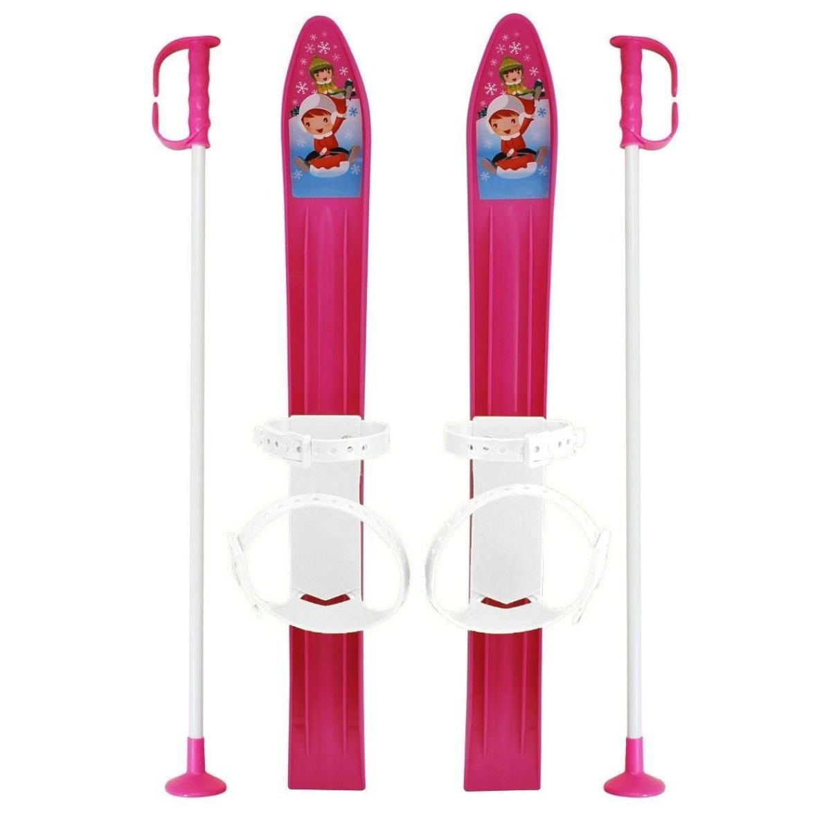 Schiuri copii DHS, 60 cm, Alb-Roz