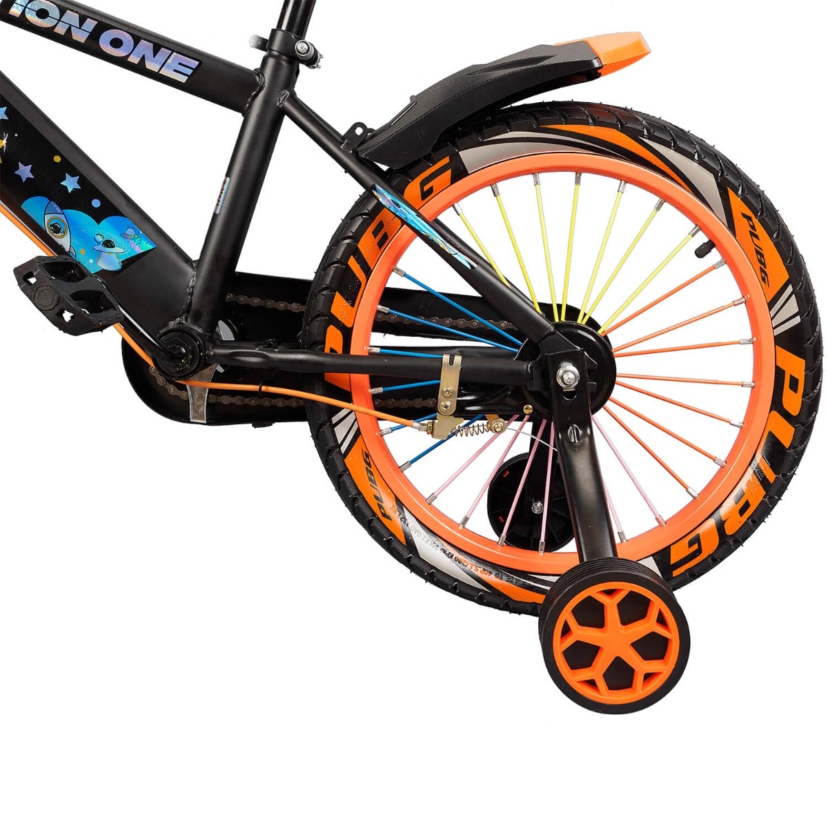 Bicicleta cu roti ajutatoare si bidon pentru apa Nova II, Action One, 18 inch, Portocaliu