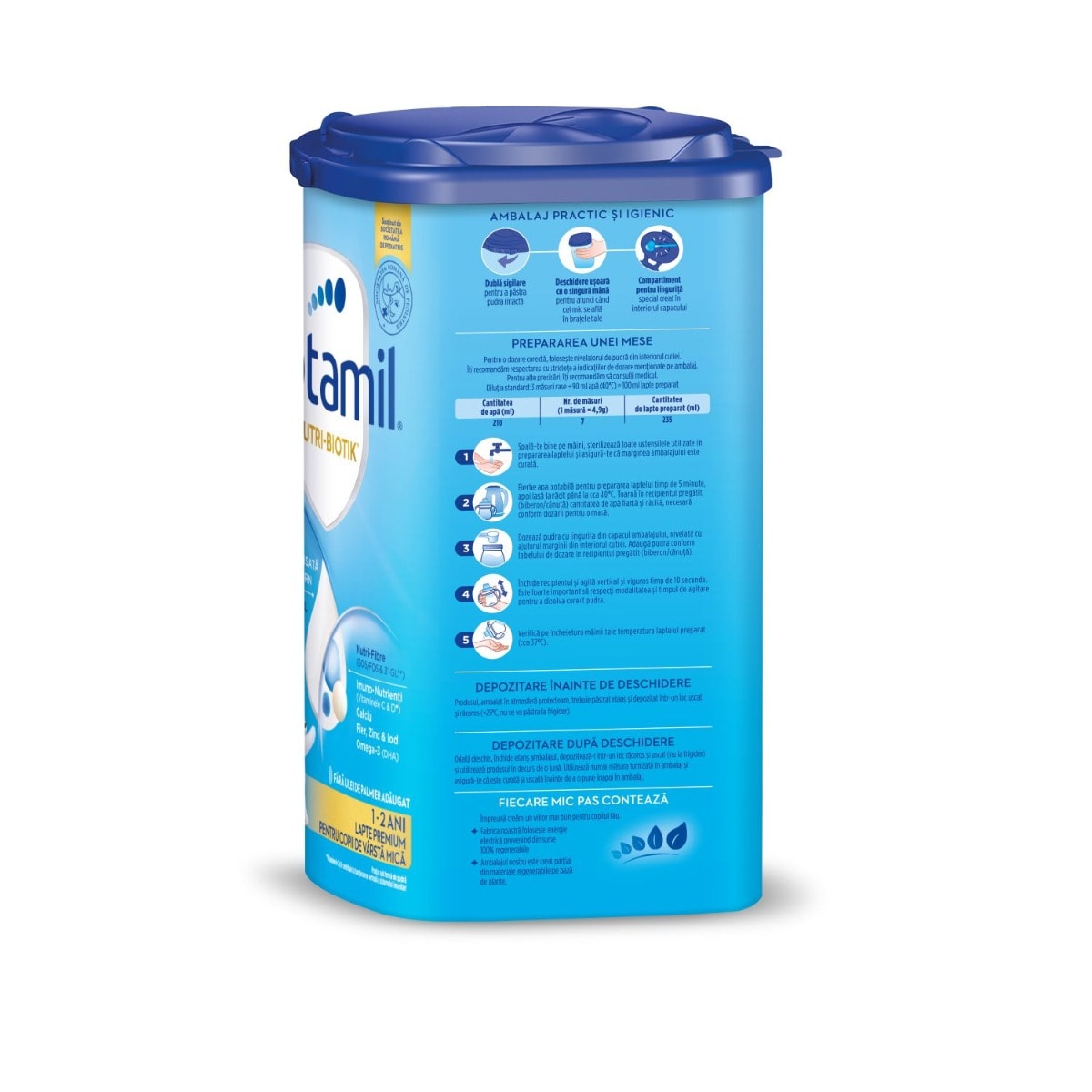 Lapte praf Aptamil Nutri-Biotik 1+, 800 g, 12-24 luni
