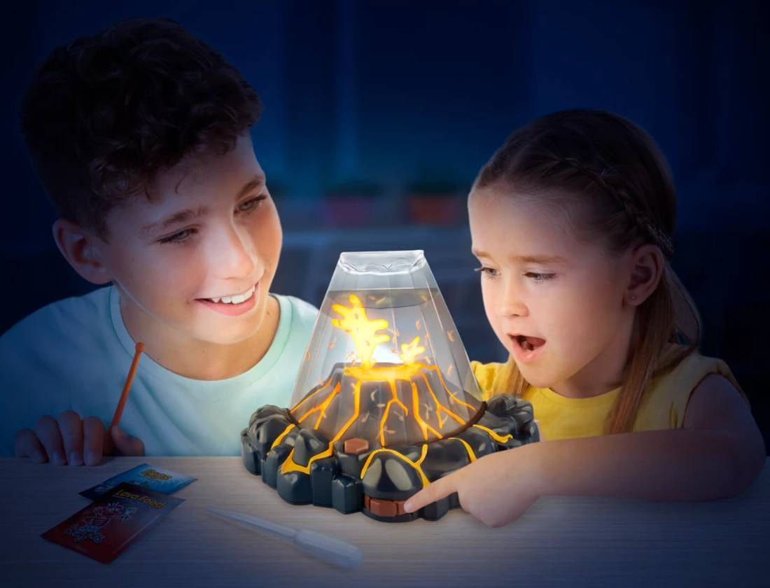 Set de joaca, Stem Aqua Dragons, Habitat Vulcan cu lava, acvariu cu led si Aqua Dragons rosii