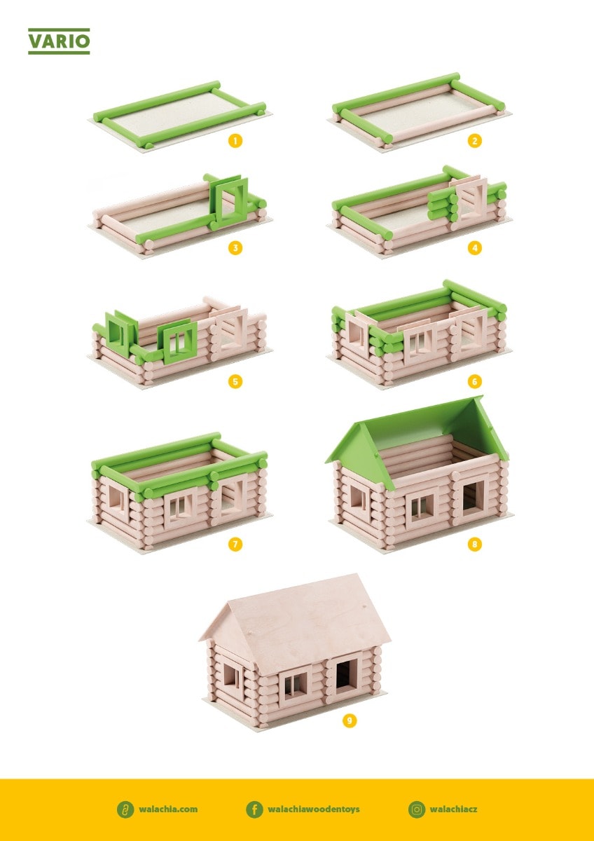 Set de constructie arhitectura, Walachia, Vario Suitcase, 72 piese din lemn