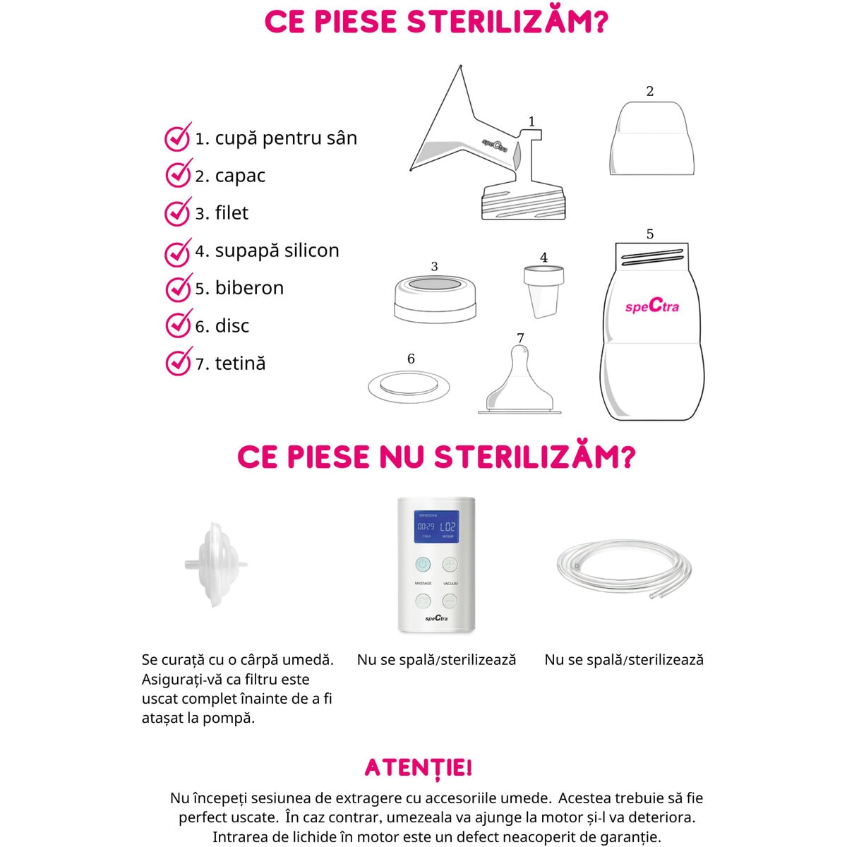 Kit premium Spectra 24 mm biberon si accesorii