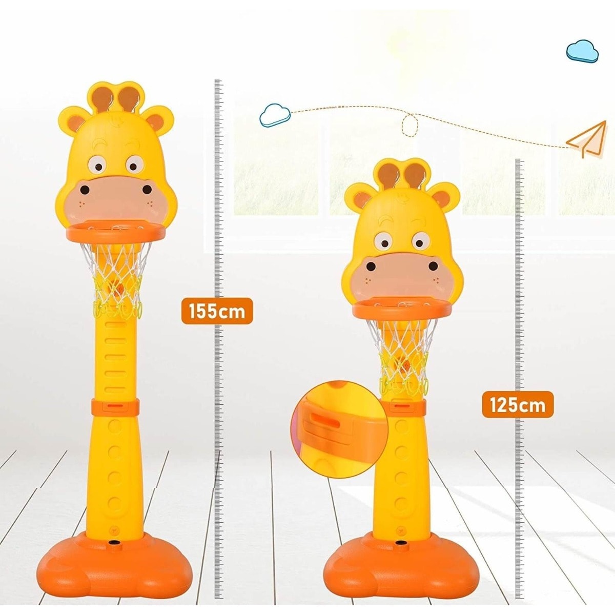Panou de baschet multifunctional, King Sport, Girafa, 126-156 cm