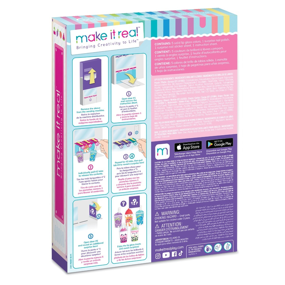Set cosmetice cu aroma fructata, Make It Real, Beauty Cosmetics Vending Machine, 8 piese