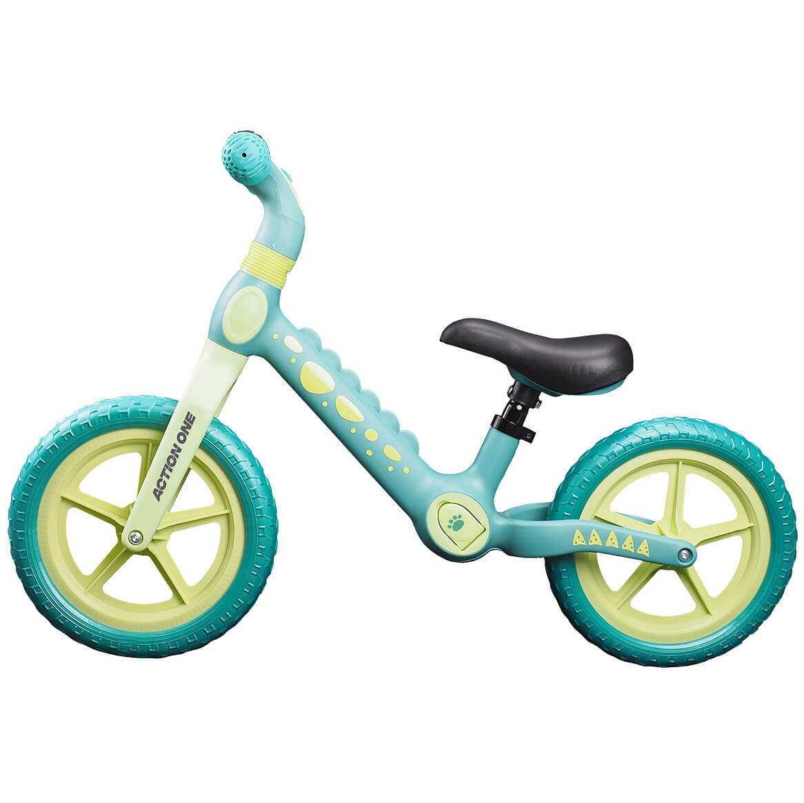 Bicicleta fara pedale pentru copii 2-5 ani, Action One Spiky, 12 inch, Verde