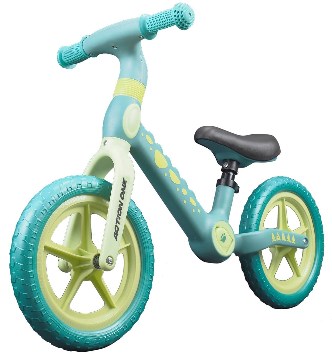 Bicicleta fara pedale pentru copii 2-5 ani, Action One Spiky, 12 inch, Verde