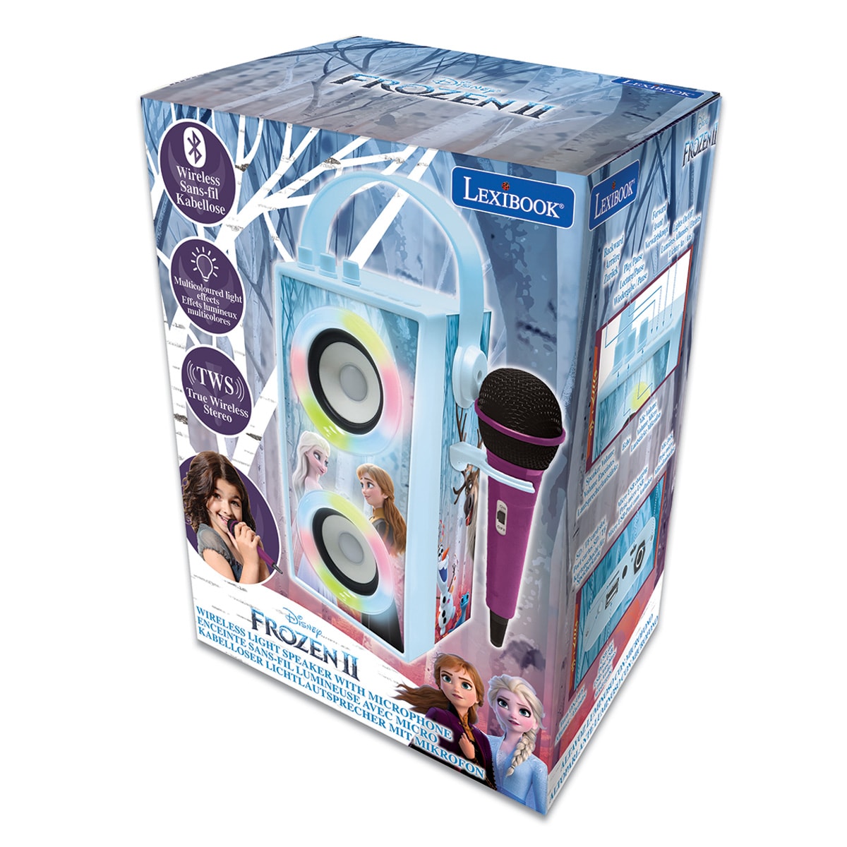 Boxa portabila cu microfon si efecte de lumini, Lexibook, Frozen