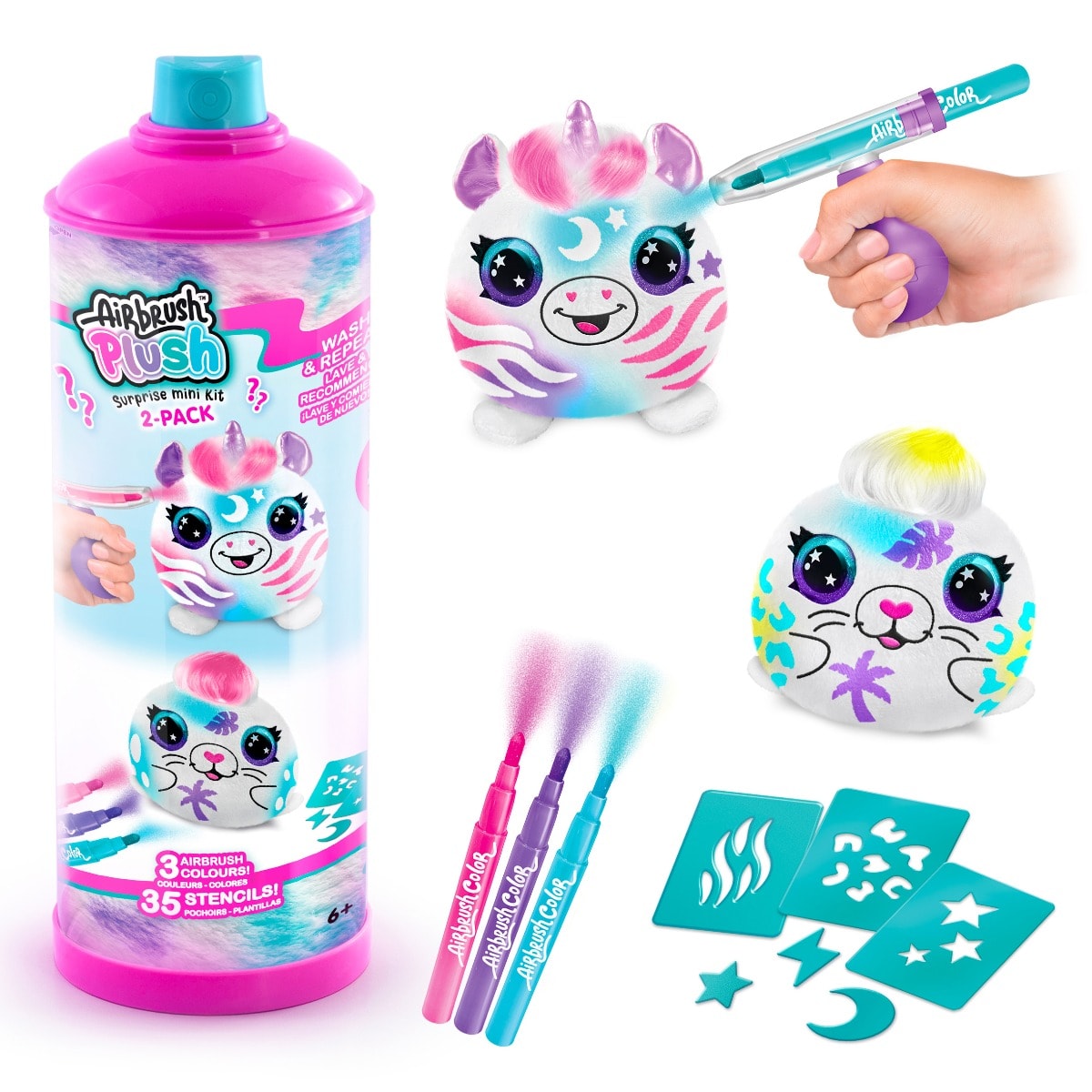Set 2 mini jucarii de plus surpriza, Airbrush Plush, Mini Mystery