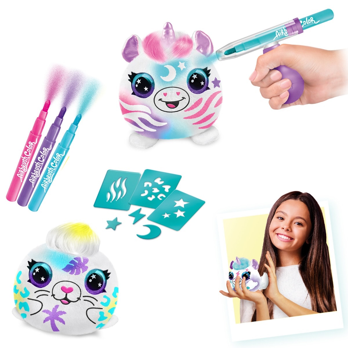 Set 2 mini jucarii de plus surpriza, Airbrush Plush, Mini Mystery