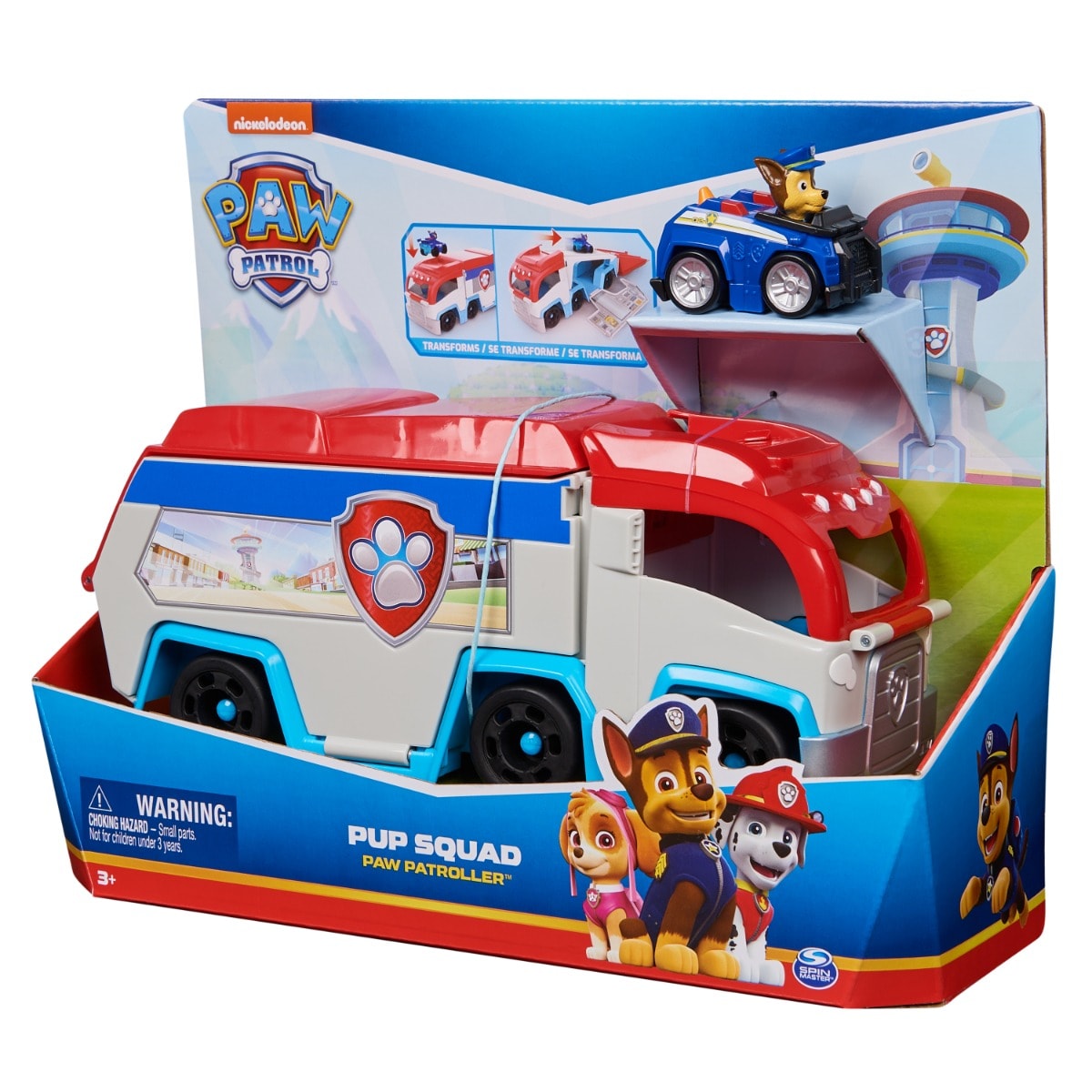 Set camion si vehicul cu figurina Chase, Paw Patrol, Pup Squad