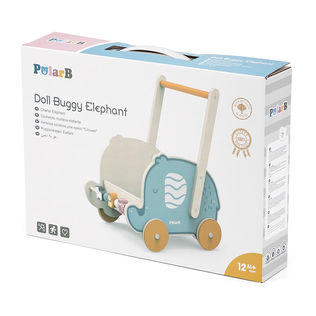 Antemergator carucior pentru papusi, Viga, PolarB, Elefant