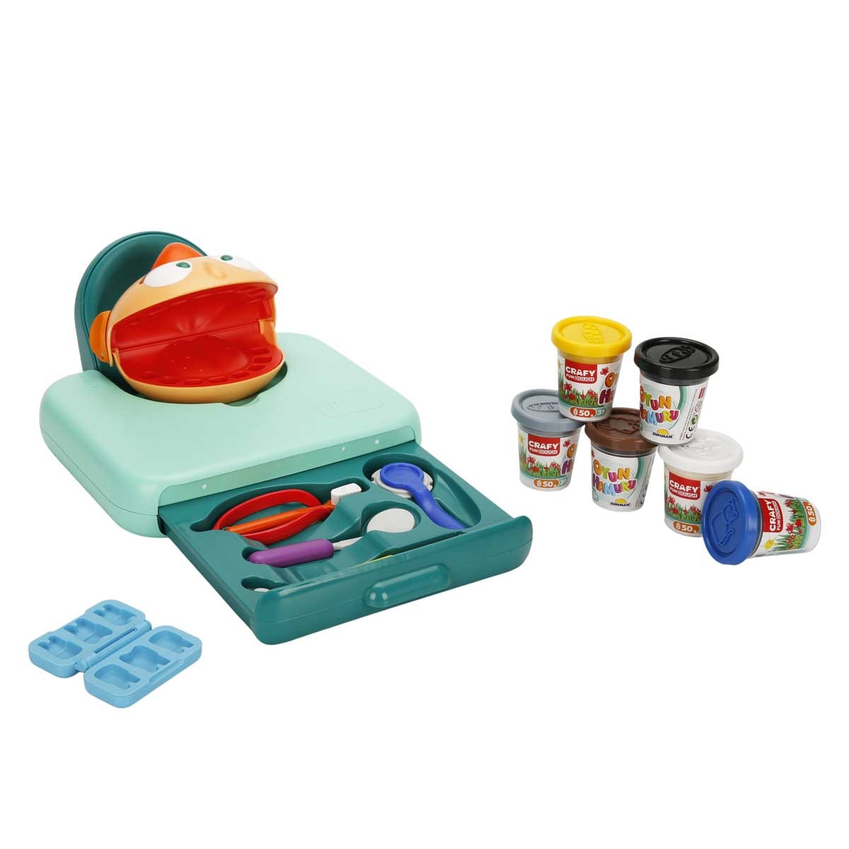 Set de joaca cu plastilina, Crafy, Doctorul Maseluta, 15 piese