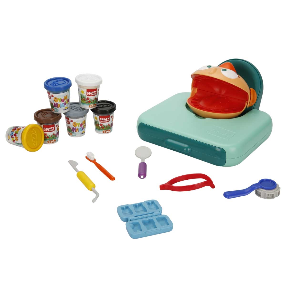 Set de joaca cu plastilina, Crafy, Doctorul Maseluta, 15 piese