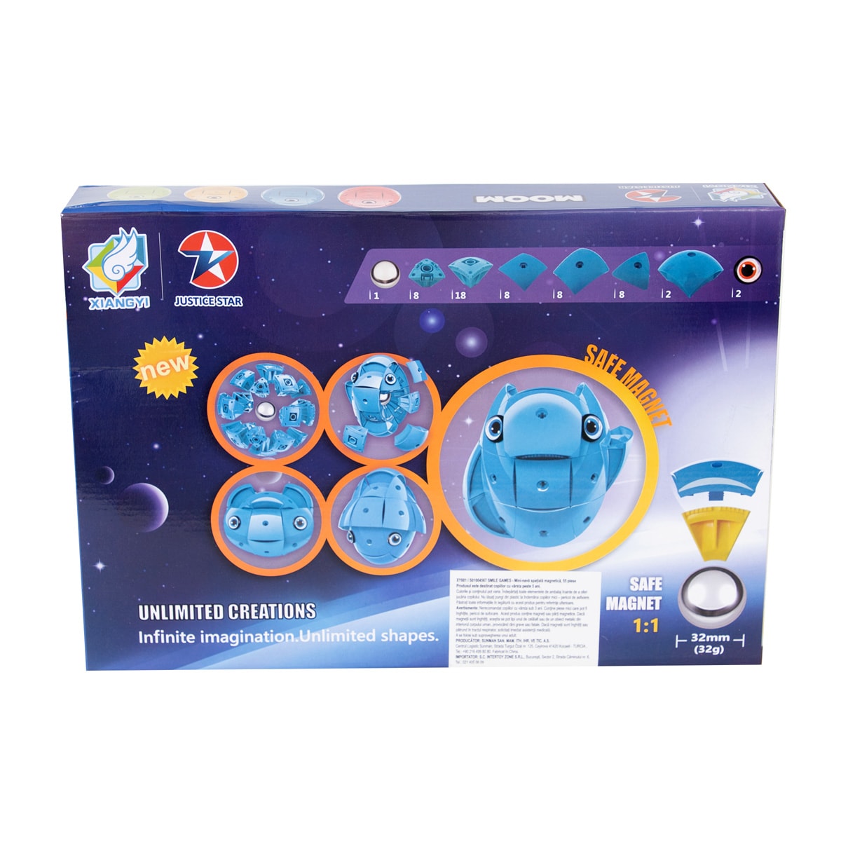 Joc de constructie, Smile Games, Mini nava spatiala magnetica, 55 piese